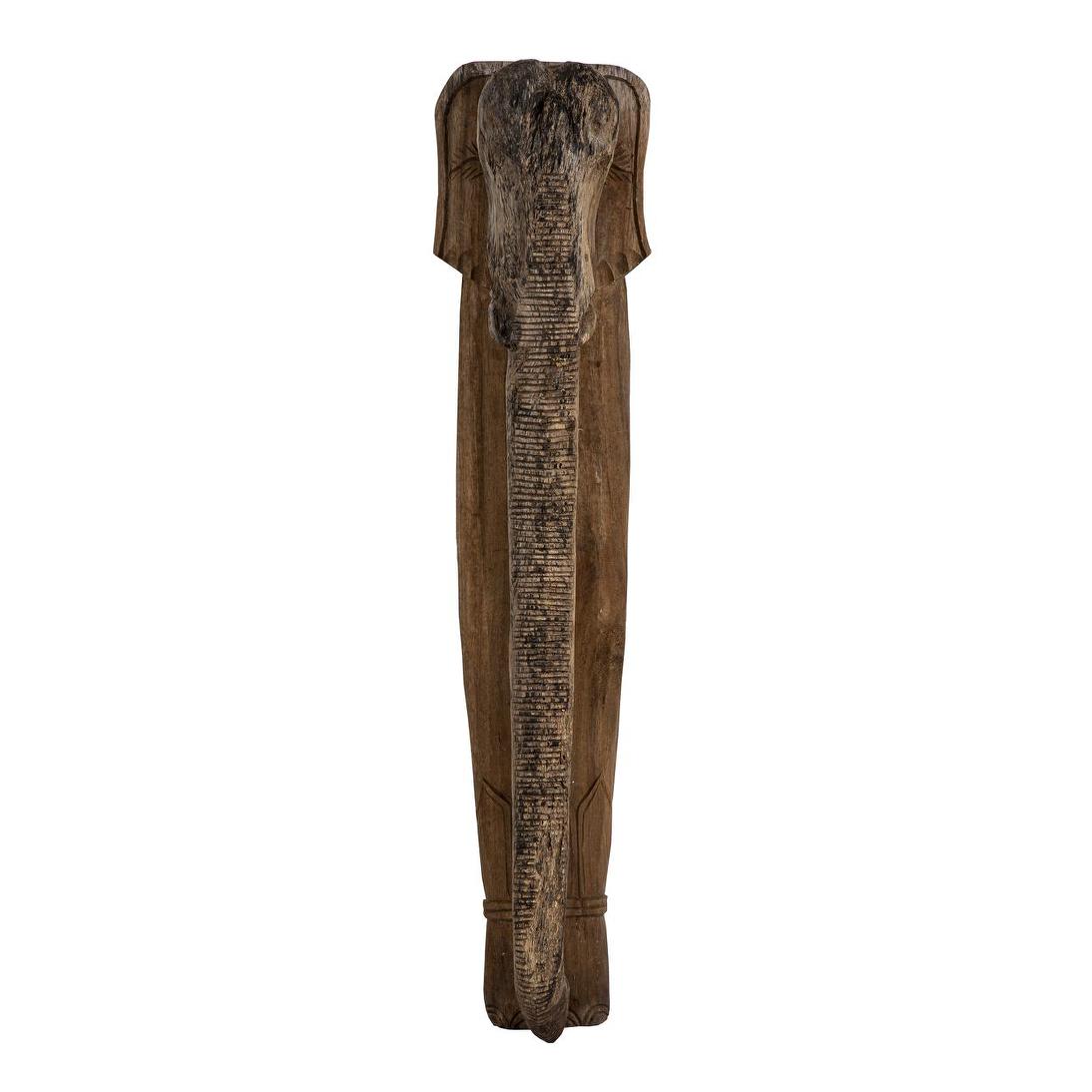 Wooden Elephant Head Wall Hanging Large Brown Assorted