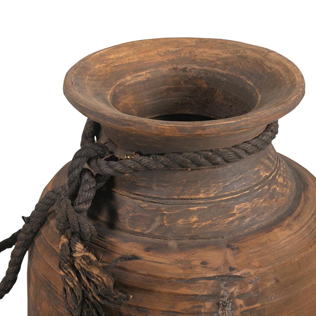 Wooden Pot with Rope Small