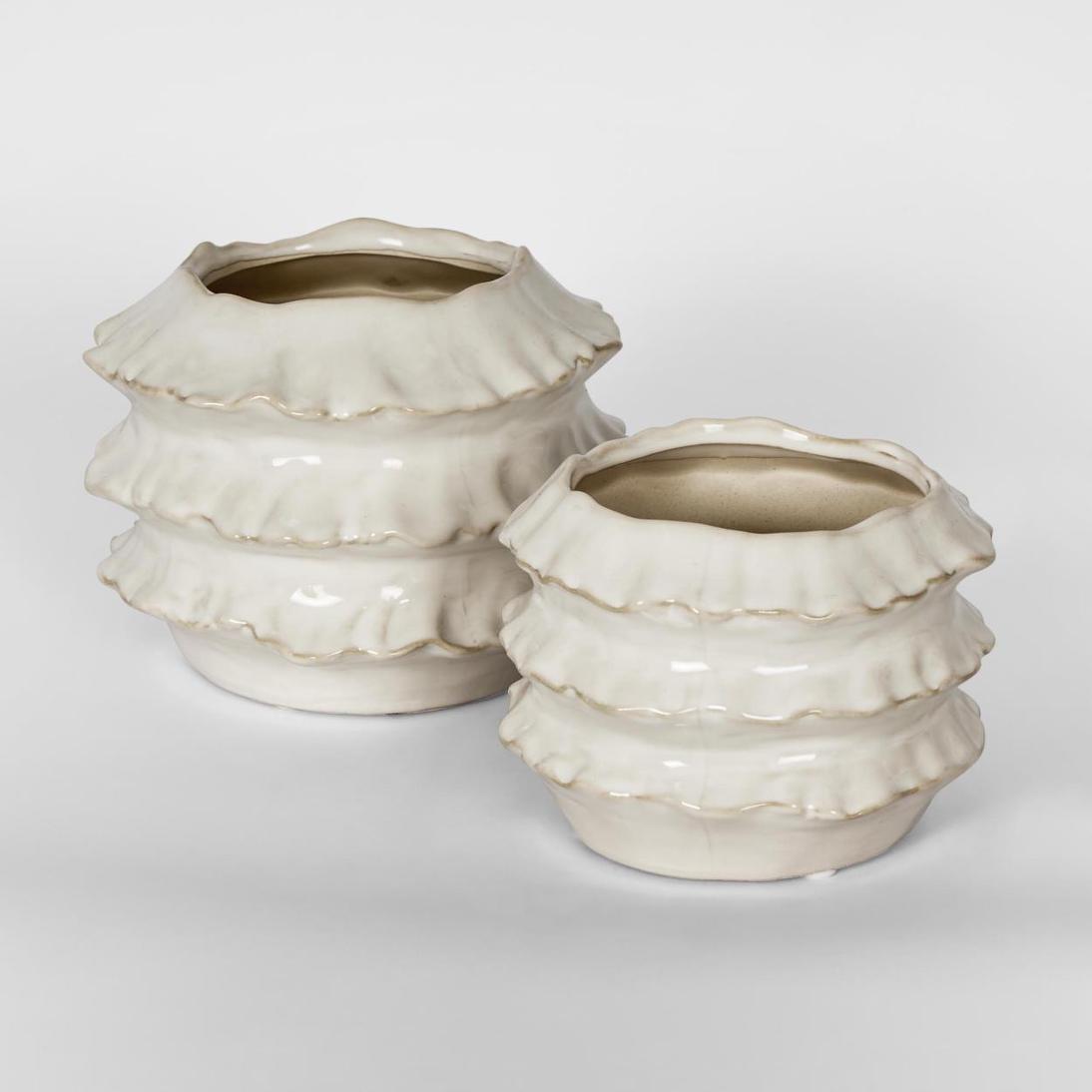 Frilly Planter White Large