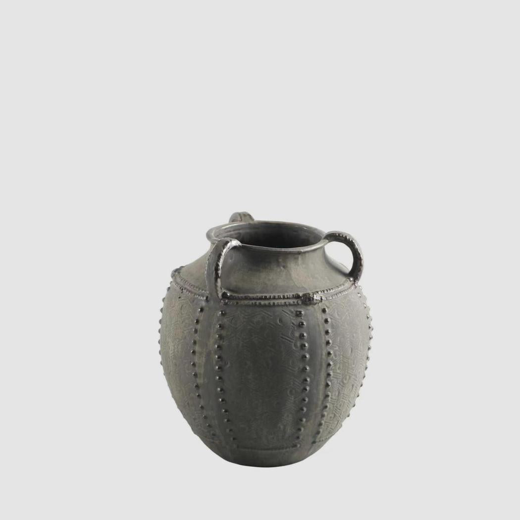 Sienna Vase with Handles Charcoal