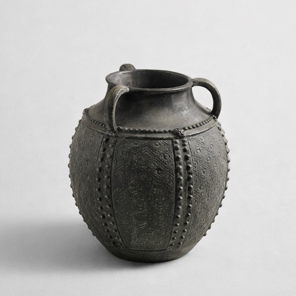 Sienna Vase with Handles Charcoal