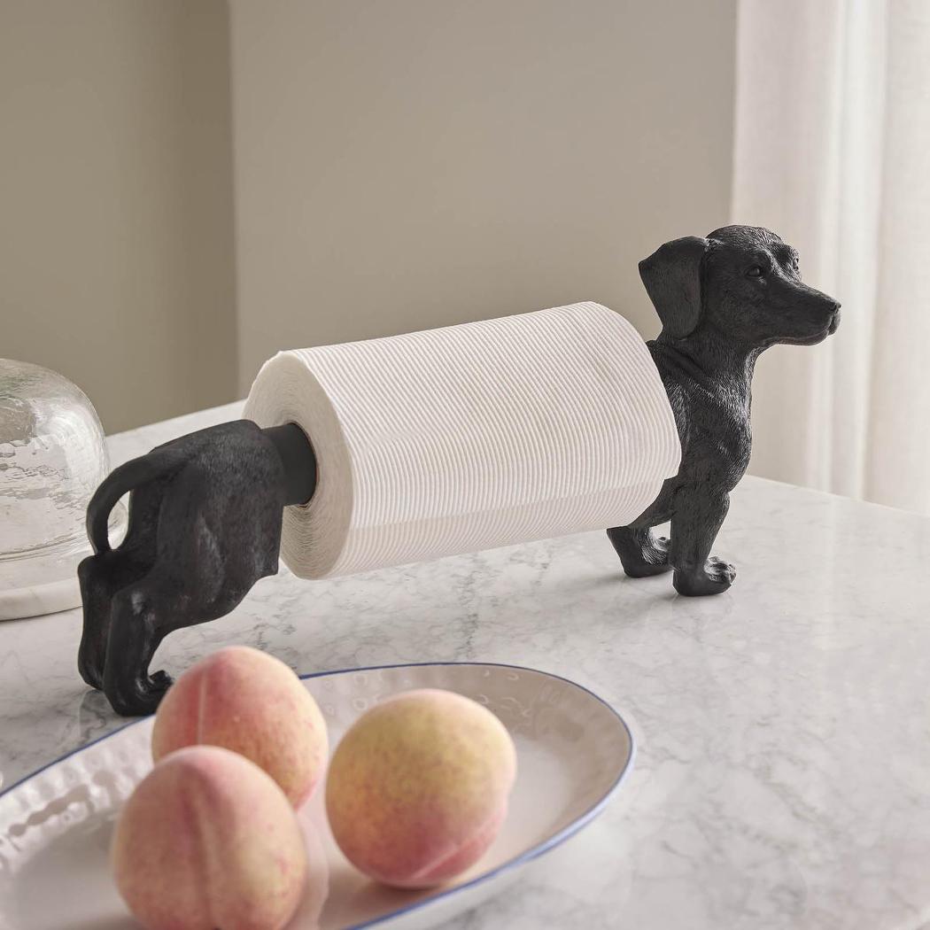 Coco Dachshund Paper Towel Holder Black
