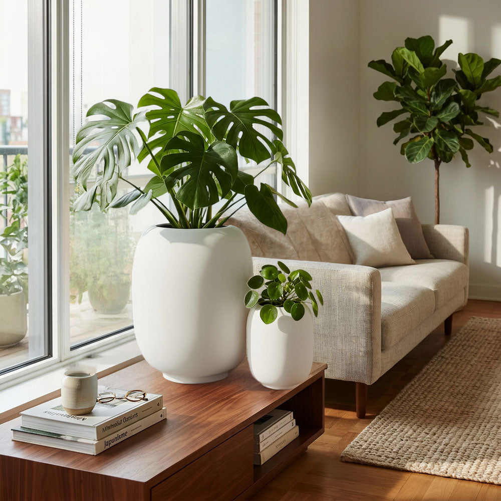 Sphere Tall Planter Set of 2 White