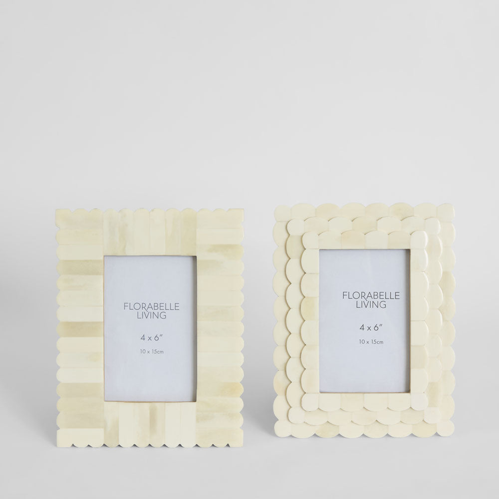 Rhea Bone Inlay 4 x 6" Photo Frame White