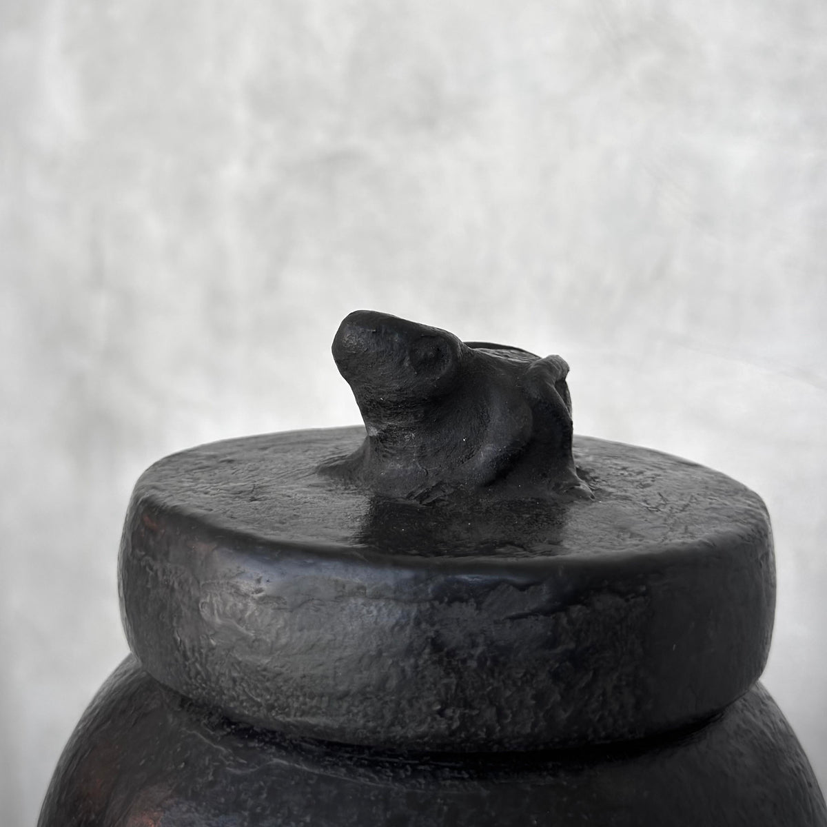 Kodok Canister With Frog Lid Black