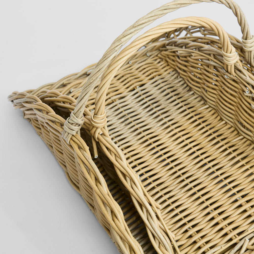 Saguaro Wood Basket Set of 2 PE Rattan