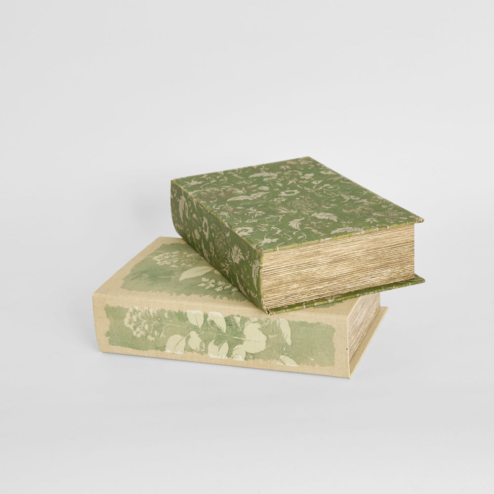 Decorative Book Box Set of Two Green