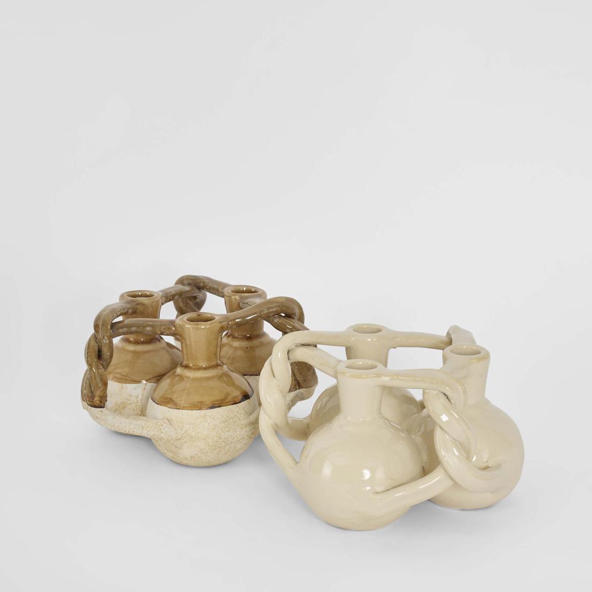 Petal Bud Vase Mustard & White
