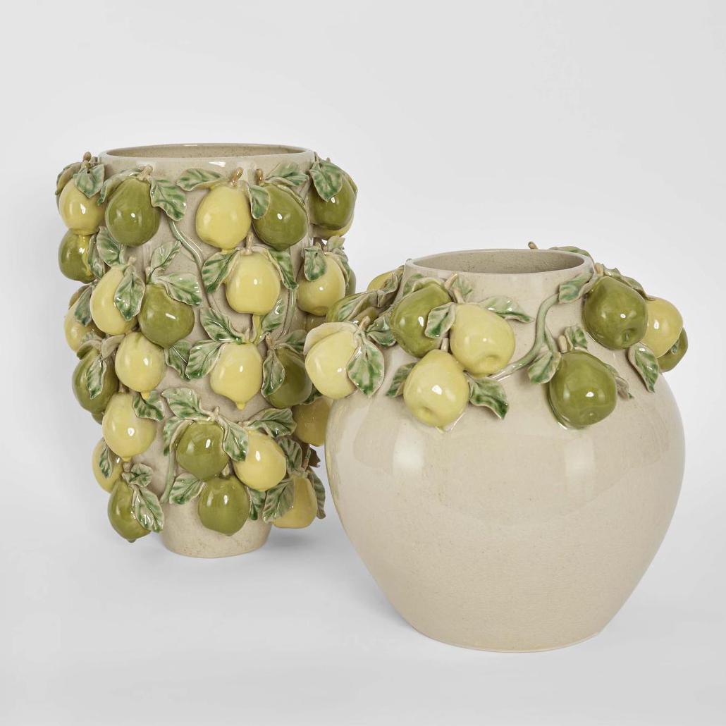 Pear Tall Vase Green & Yellow