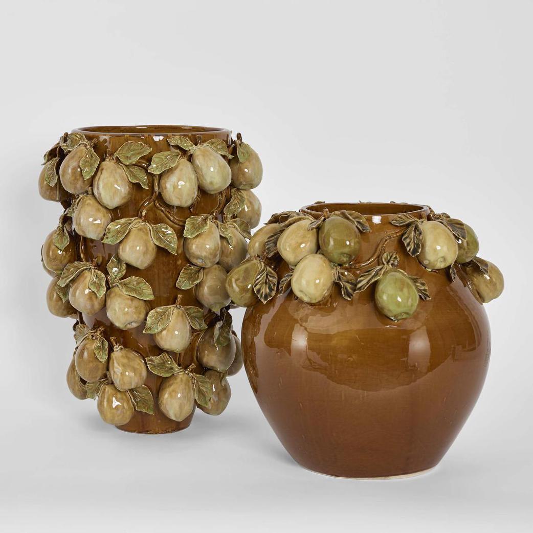 Pear Tall Vase Brown & Cream