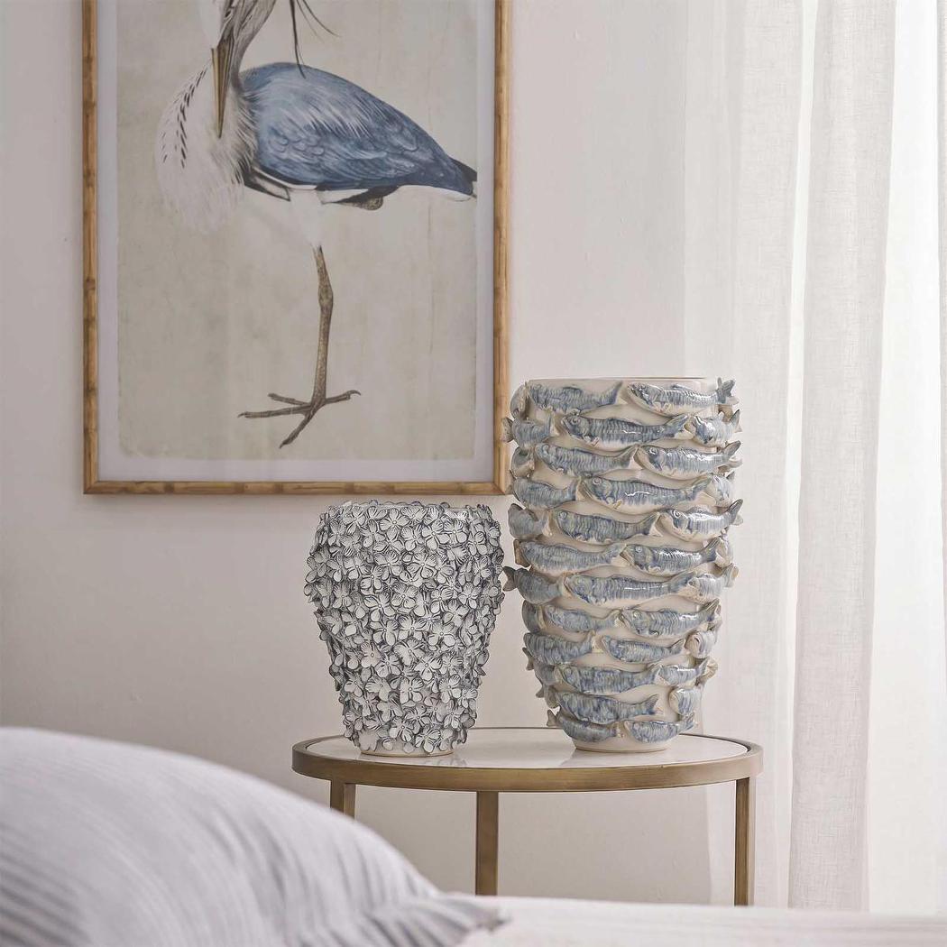 Bloom Vase Tall Blue & White