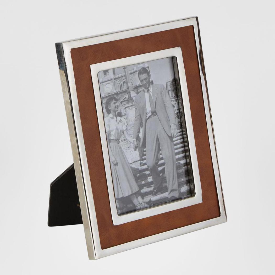 Verona Photoframe Medium Tan & Shiny Nickel
