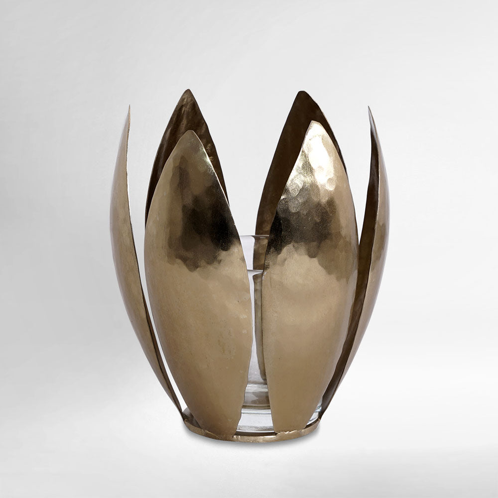 Lotus Leaf Hammered Tealight Candle Holder