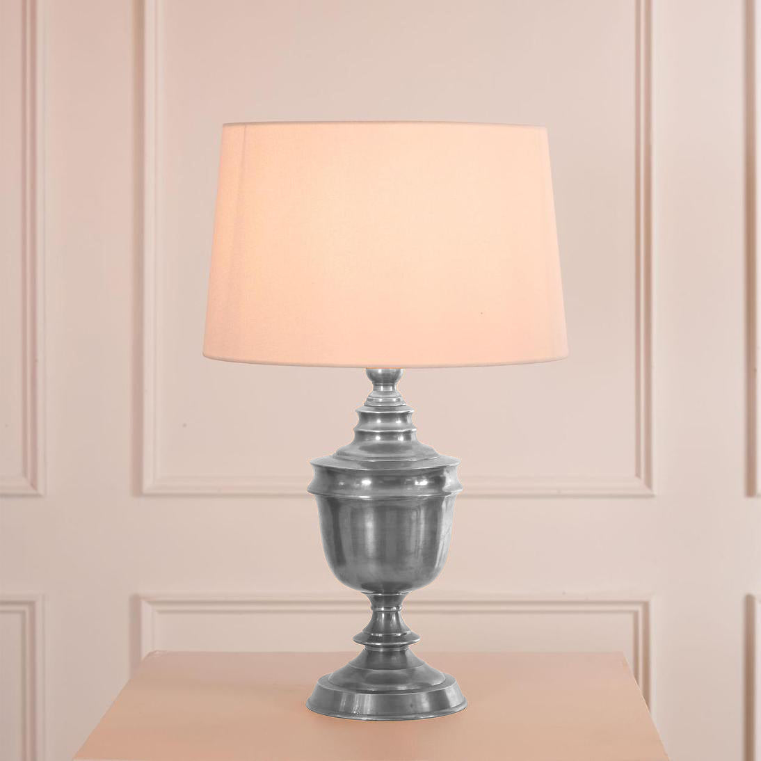 Sheffield Table Lamp Base Antique Silver- Base Only
