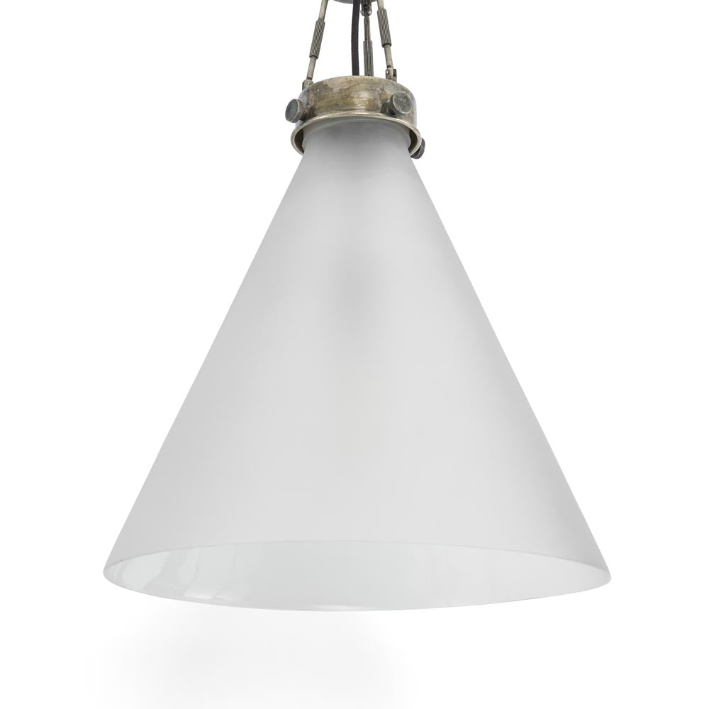 Gadsden Ceiling Pendant Large Silver with Frosted Glass