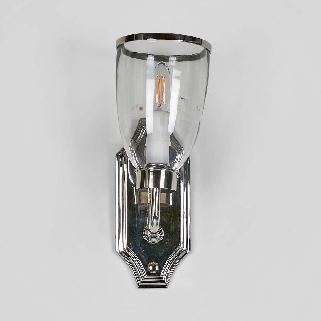 Westbrook Wall Light with Glass Shade Shiny Nickel