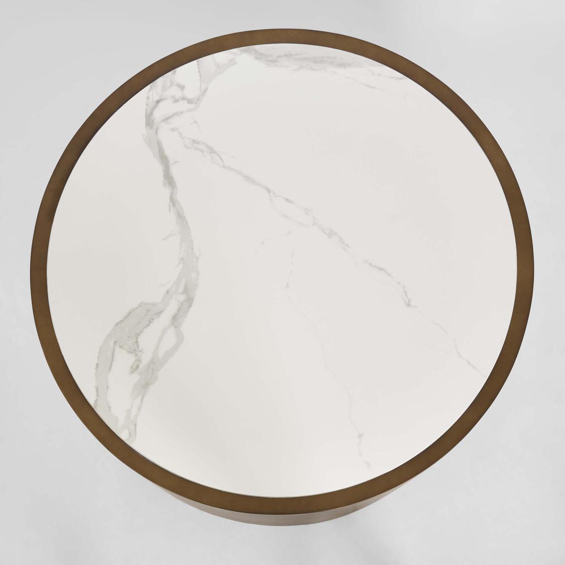Gordon Drum Coffee Table Brass/White Stone