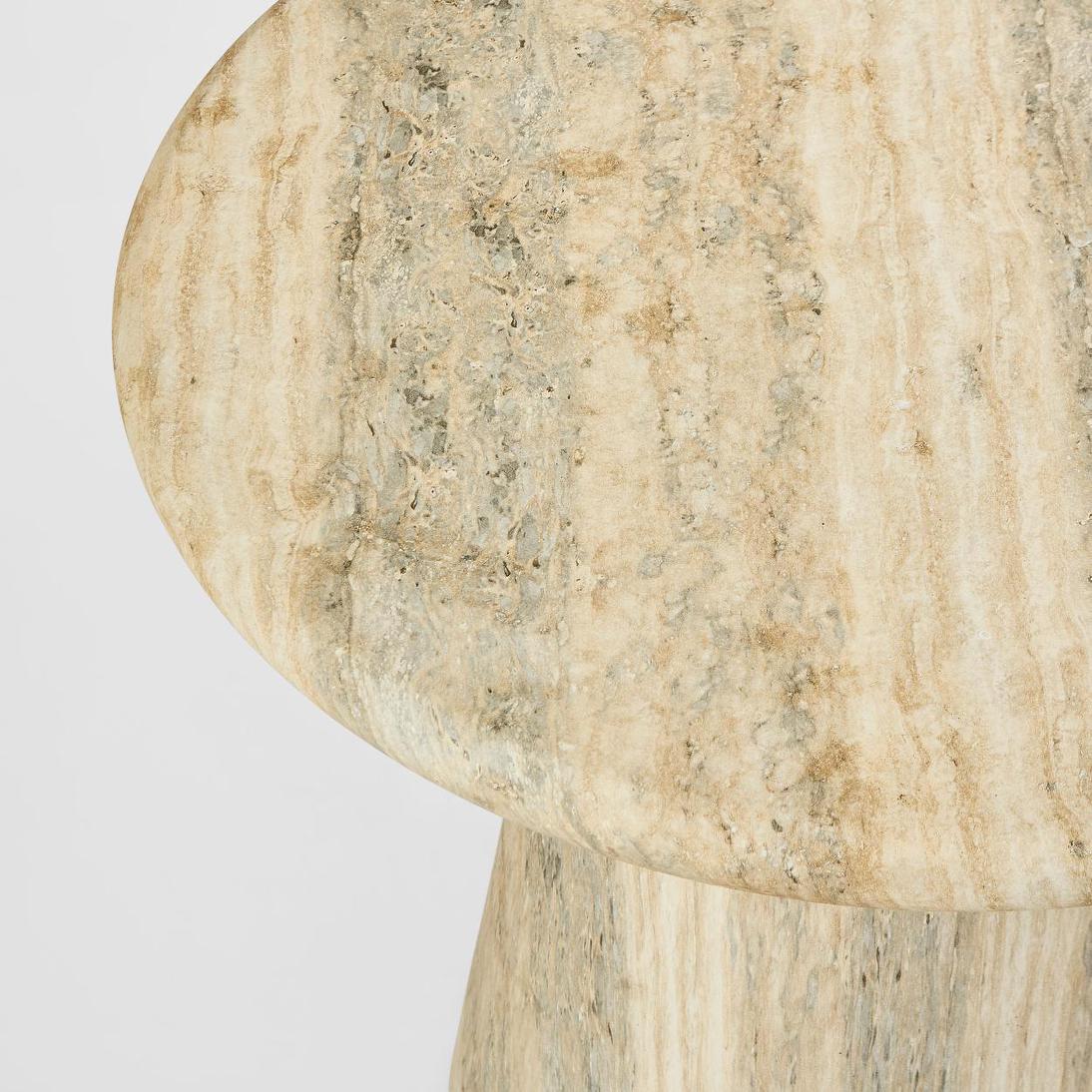 Parisi Round Side Table Grey Travertine Look - Outdoor