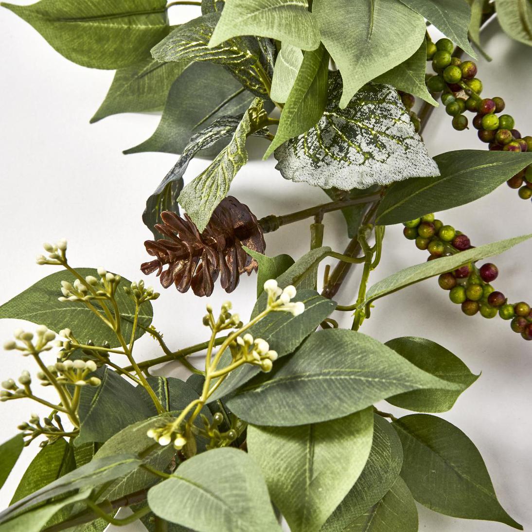 Green Ficus Fittonia Berry Garland 180cm