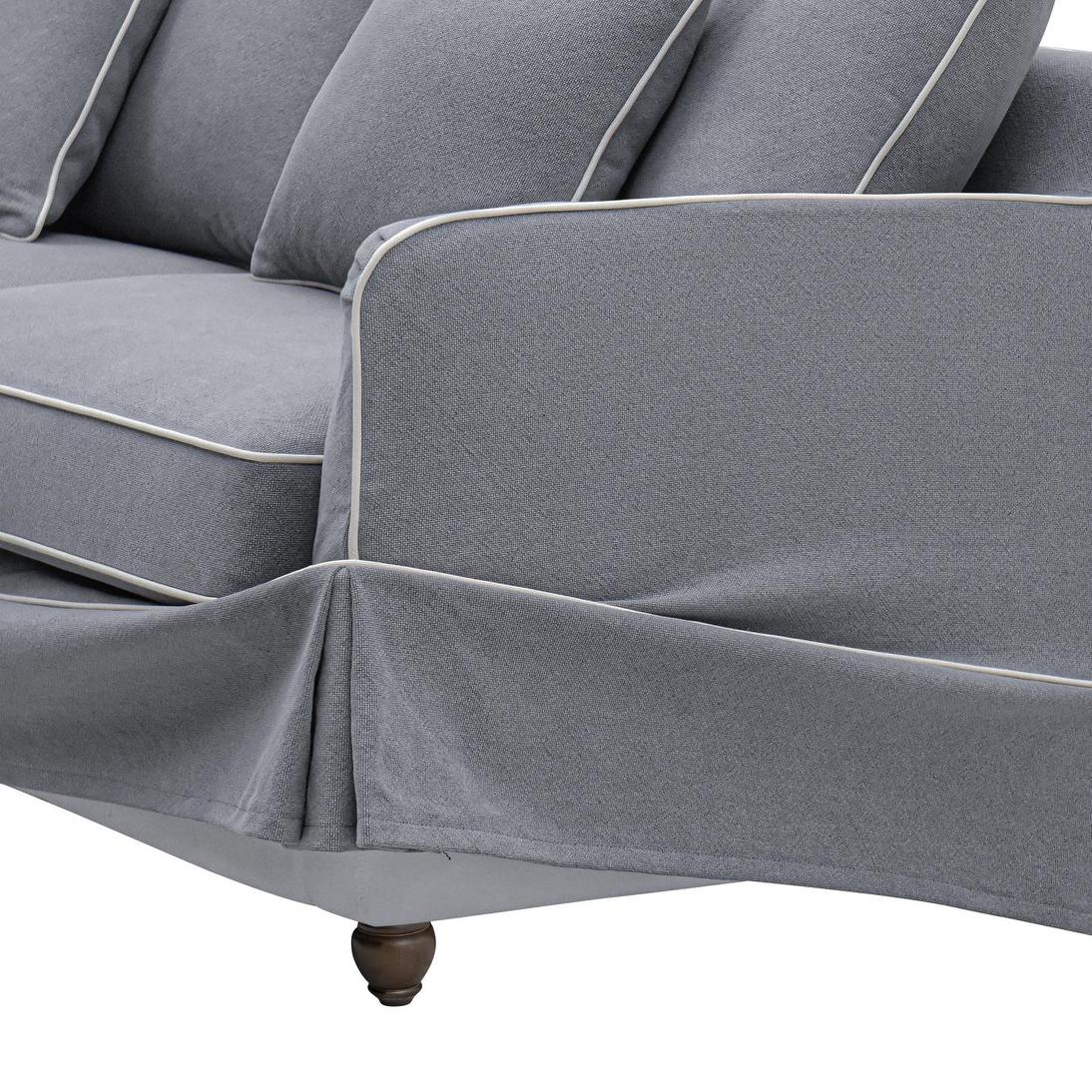 Noosa Hamptons 2.5 Seat Sofa Grey W/White Piping