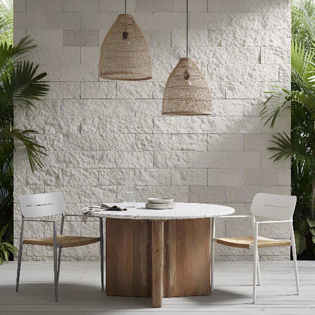 Casper Stackable Dining chair with Arms Black & Natural Weave Outdoor