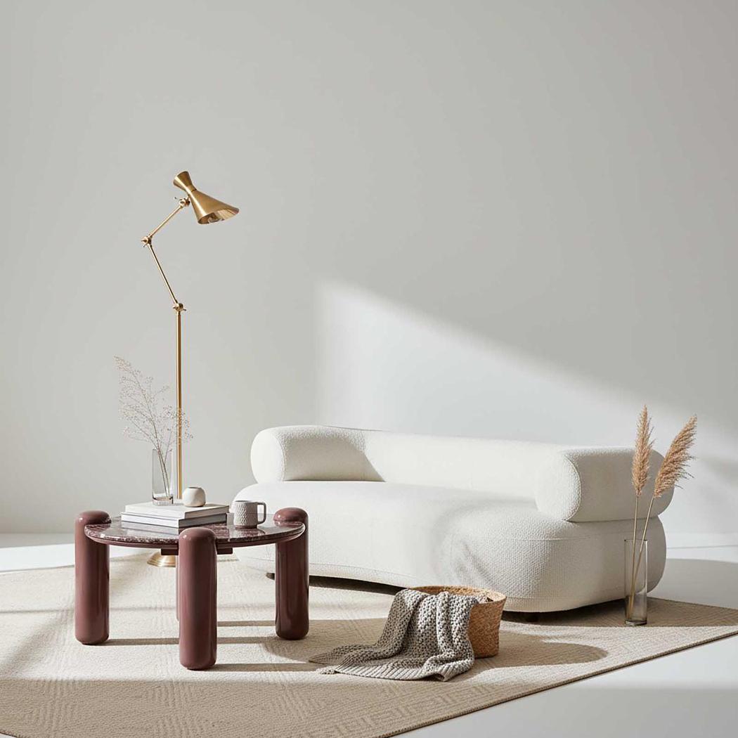 Nobo Coffee Table Small Matt Red Vein Marble/High Gloss