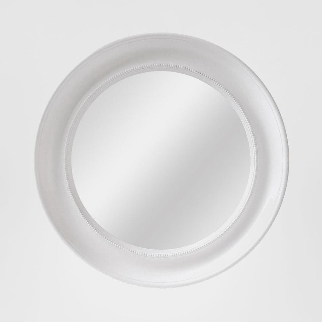 Samantha White Round Beaded Mirror