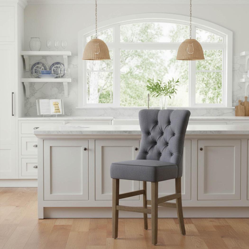 Storm Grey Counter Chair with Buttons