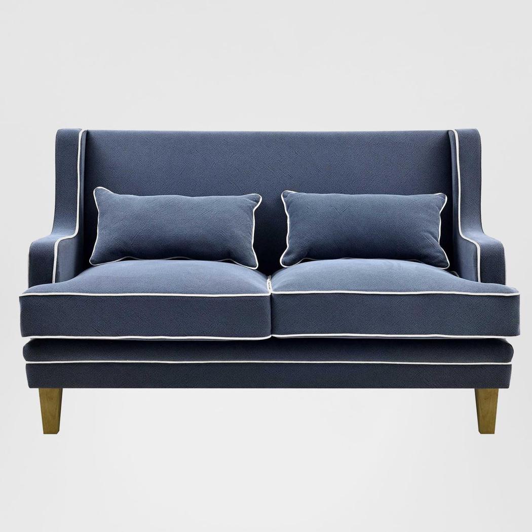 Bondi Hamptons 2.5 Seat Sofa Navy W/White Piping