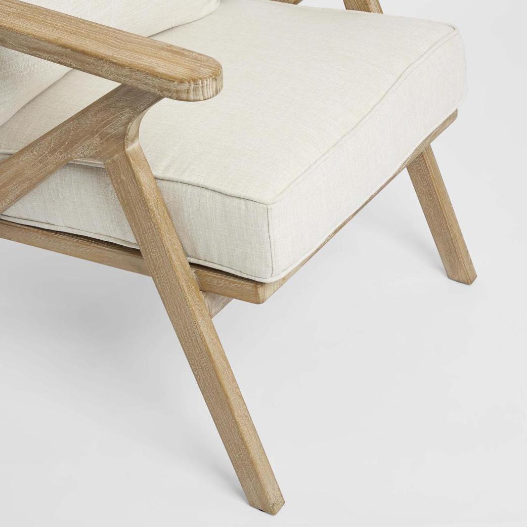 Ashwood Timber Armchair with Natural Cushions Linen Blend