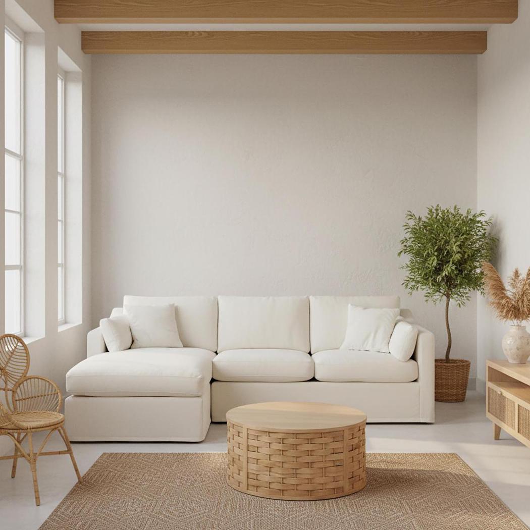 Clovelly 3 Seater Left Chaise Sofa Ivory