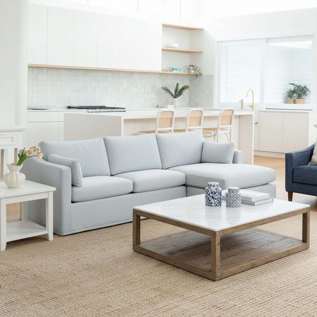 Clovelly 3 Seater Right Chaise Sofa Beach