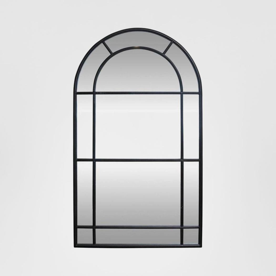 Milo Medium Iron Arched Mirror Black