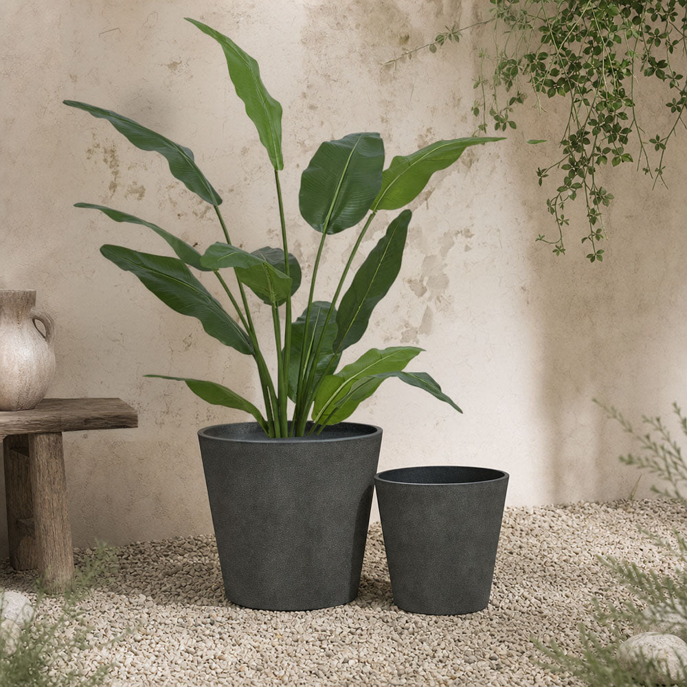 Ridge Set of 2 Planters Black