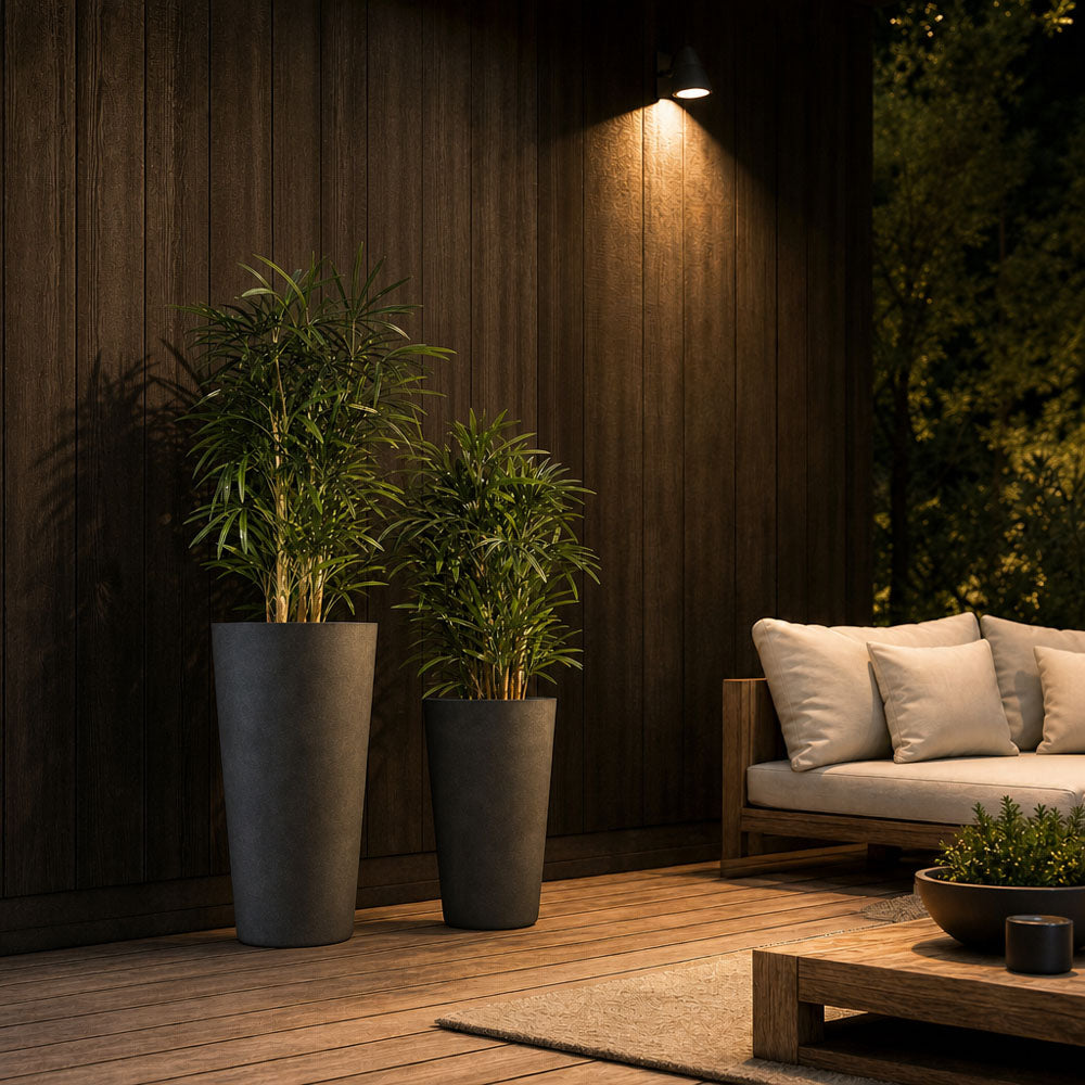 Ridge Set of 2 Tall Planters Black
