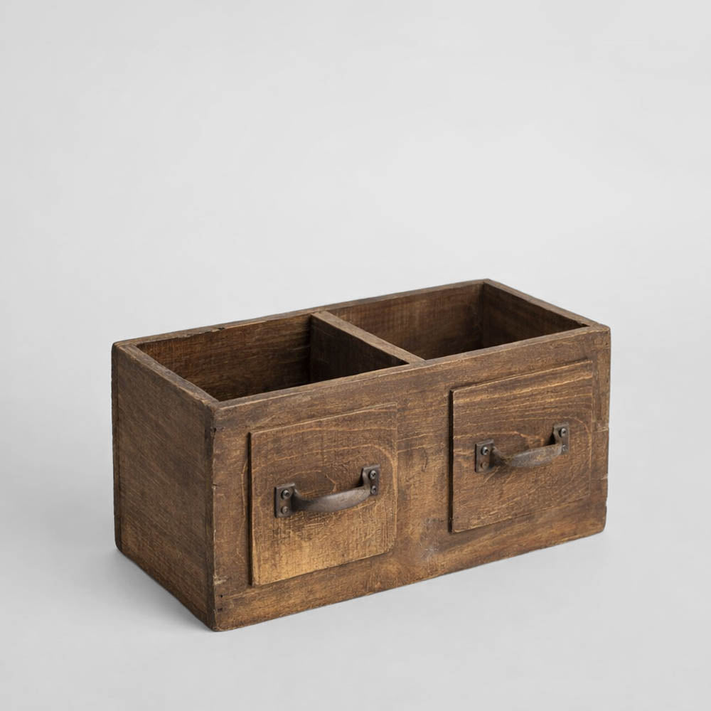 Serre Double Wooden Box Brown