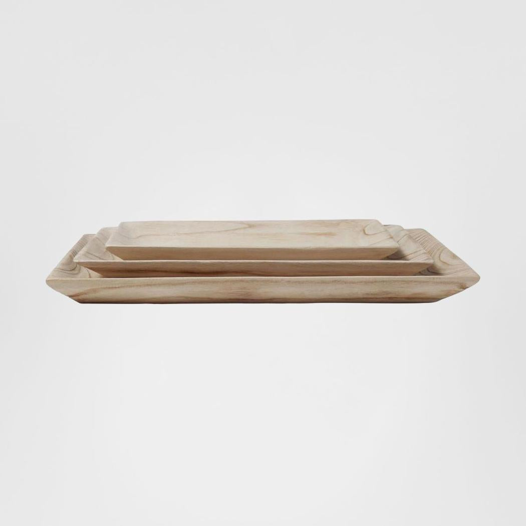Wooden Rectangle Trays Set of 3