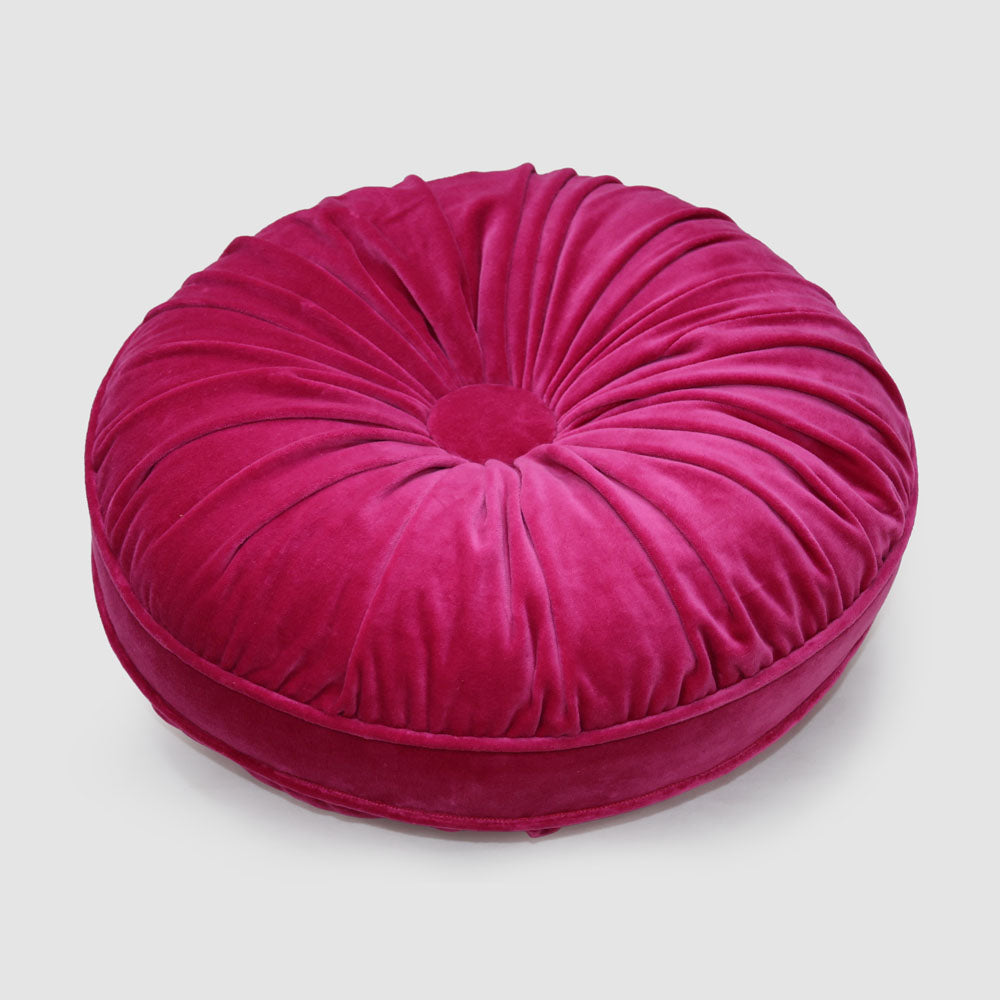 Petal 45cm Round Velvet Cushion Fuchsia
