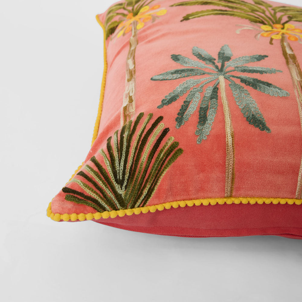 Plam Trees 50 x 50cm Embroidered Cushion Orange