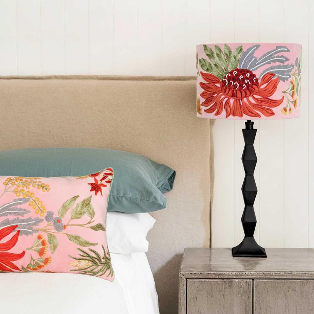 Natives Garden 40x60cm Embroidered Cushion Pink