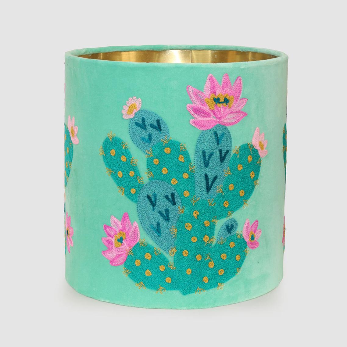 Prickly Pear Cactus 30cm Drum Shade Teal