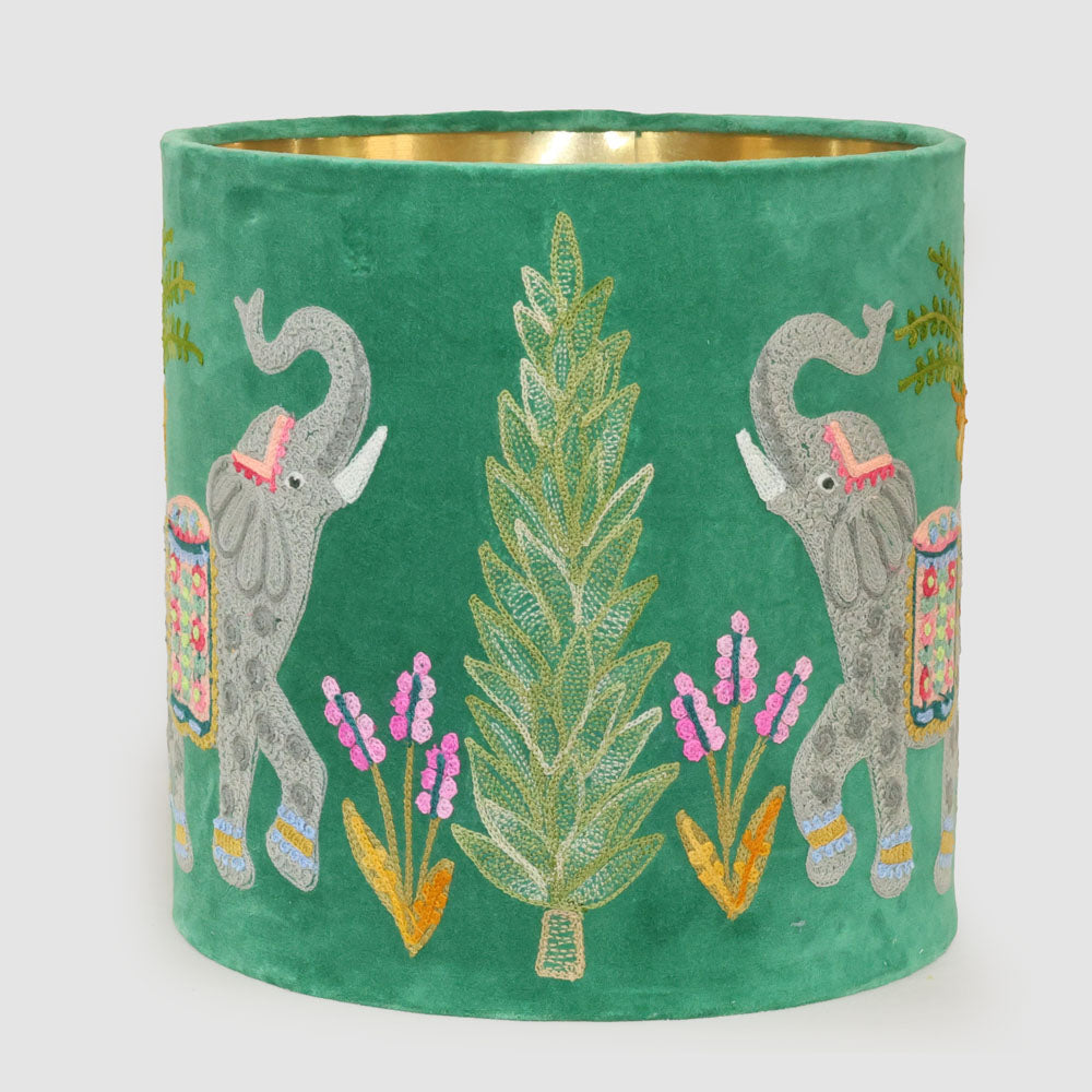 Elephants 30cm Drum Shade Green