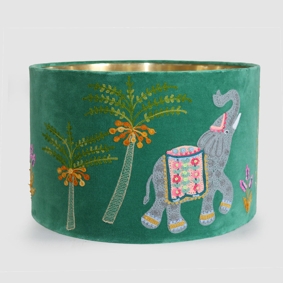 Elephants 40cm Drum Shade Green