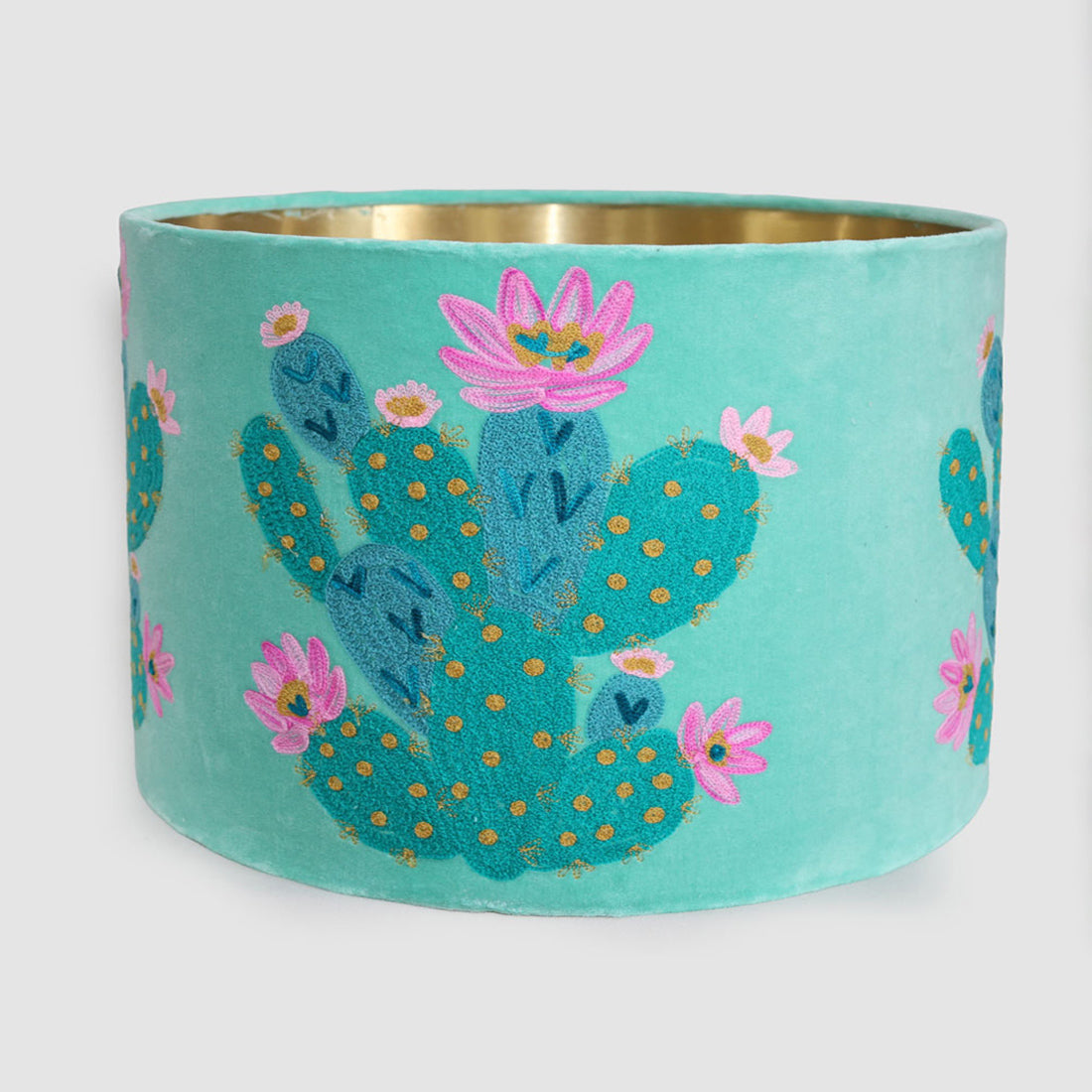 Prickly Pear Cactus 40cm Drum Shade Teal
