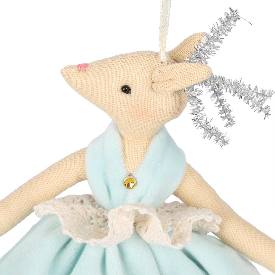 Balmay Large Velvet Hanging Deer Ornament Blue