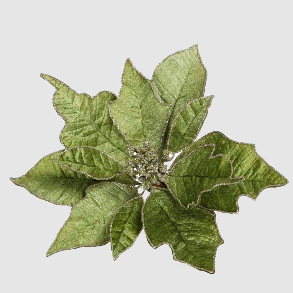 Velve Clip on Poinsettia Green