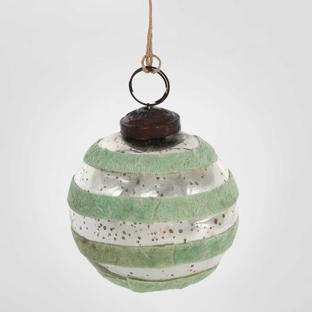 Velvet Stripe Bauble Green