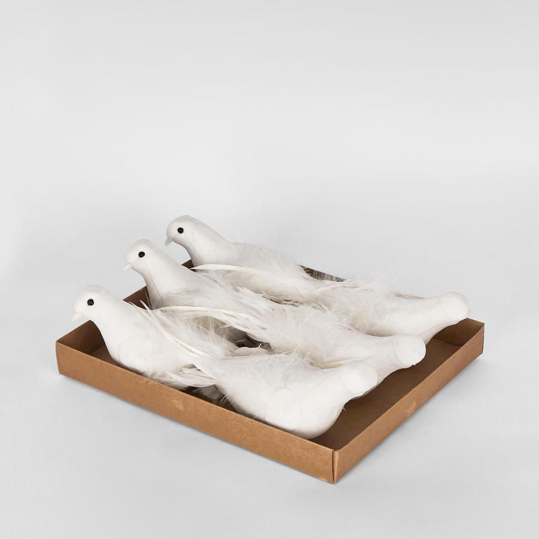 Sante White Clip on Bird (Set of 6)