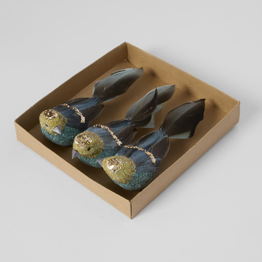 Amon Clip on Bird Set of 3 Blue