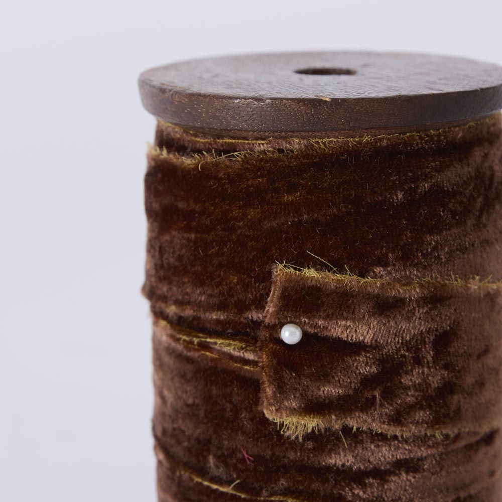 Frayed Velvet Ribbon Brown 30mm x 10m